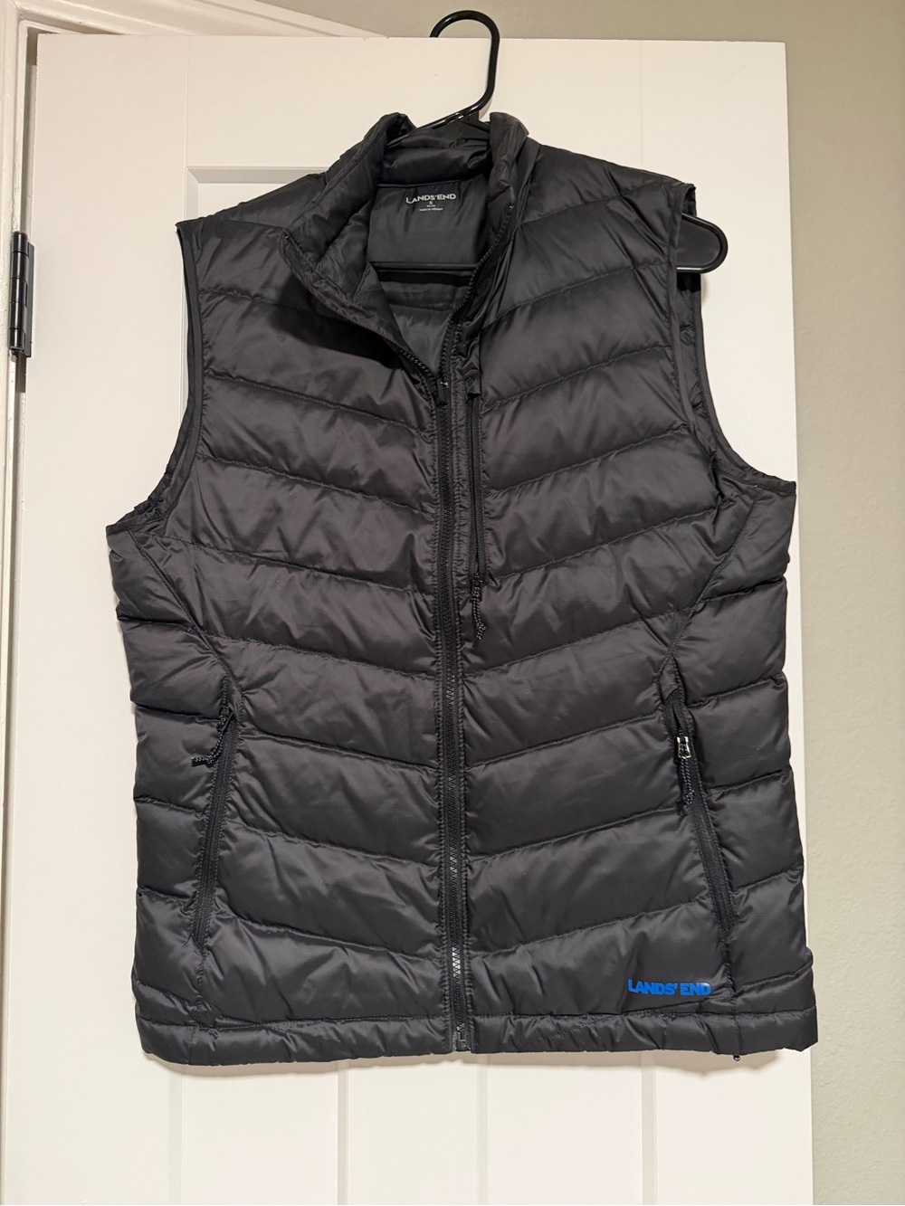 Lands' End Men’s Quilted Black Packable Vest Size Small